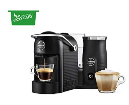 Lavazza A Modo Mio Jolie & Milk Black Coffee Machine, with Milk Frother & 256 Eco Caps Coffee Pods Espresso Lungo Dolce