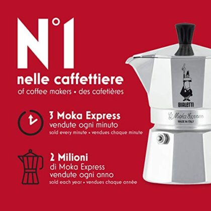 Bialetti Moka Express Aluminium Stovetop Coffee Maker, Silver, 1 Cup & illy Coffee, Classico Ground Coffee for Moka Pots…
