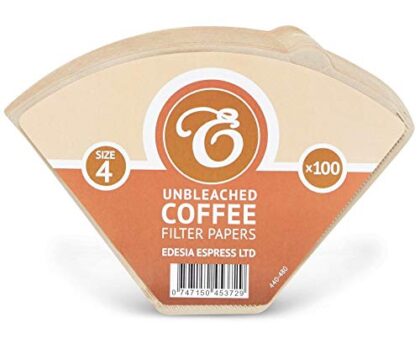 1000 Size 4 Coffee Filter Paper Cones, Unbleached by EDESIA ESPRESS