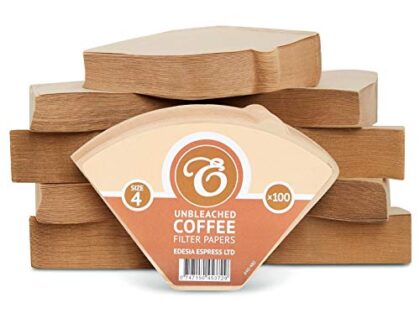 1000 Size 4 Coffee Filter Paper Cones, Unbleached by EDESIA ESPRESS