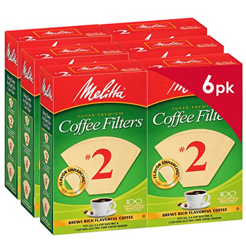 Melitta Cone Coffee Filters, Natural Brown, No. 2, 100-Count Filters (Pack of 6) Melitta Cone Coffee Filters, Natural Brown, No. 2, 100-Count Filters (Pack of 6)