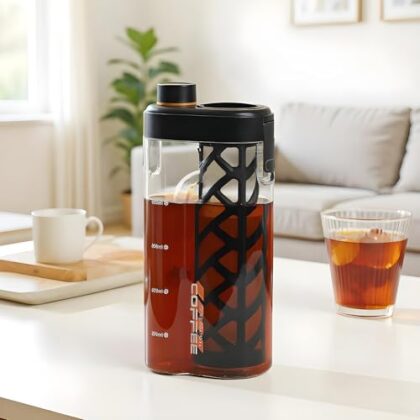 Cold Coffee Machine Coffee Machine - Cold Coffee Machine | Leak-Proof Spout for ECED Cofee | 350 Mesh Fine Filter Sealing with Scalable Portable Bottles and Leakage for Tea Kitchen Taste Drink